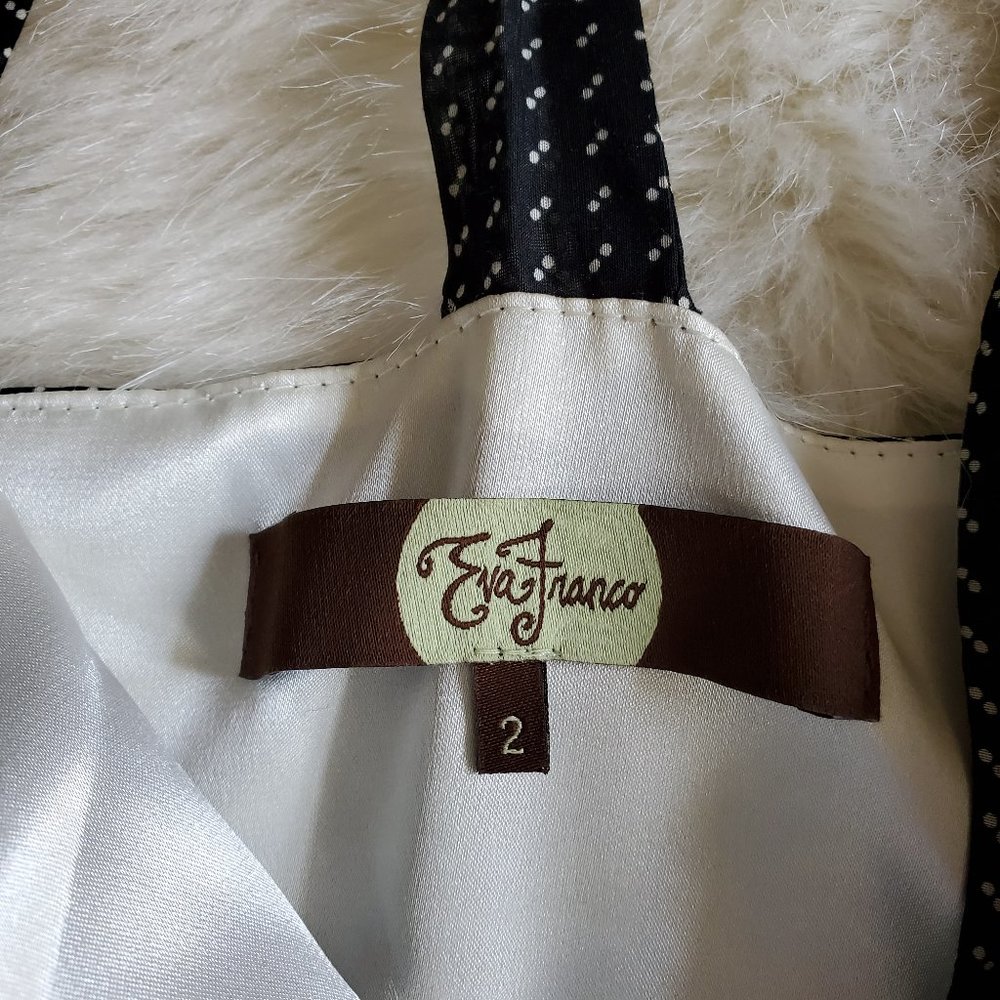 Eva Franco Black and White Eyelet Tie Back Dress Size 2 - Picture 12 of 16